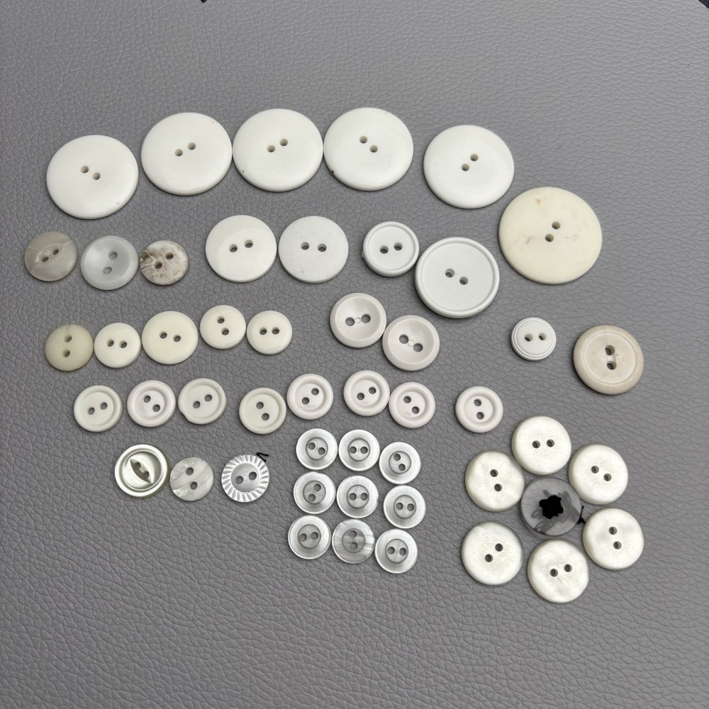 Vintage Ivory & Mother of Pearl Button Lot (40pcs) – 2-Hole Cream & Shell Mix